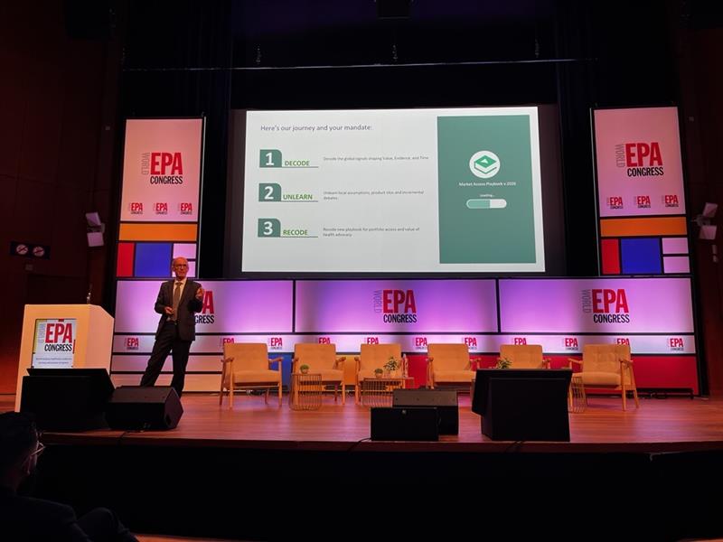 Christoph Glaetzer, Chief Global Value and Access Officer, J&J Innovative Medicine speaks at the EPA Congress in Amsterdam