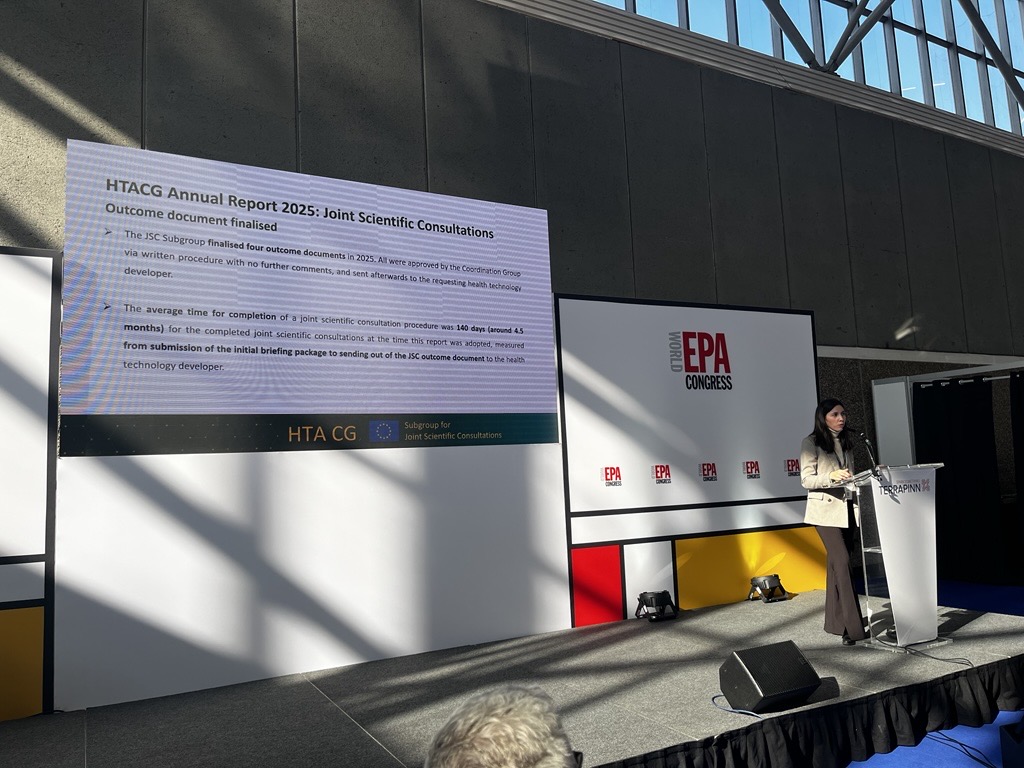 Sonia Pulido Sánchez, Co-Chair of the Subgroup for Joint Scientific Consultations (JSC) of the HTACG, (and of AEMPS), speaking at EPA